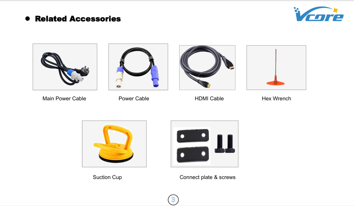 1)The power cable connecting led posters to each other 2)The HDMI cable connecting led posters to each other 3)Which one serves as the first output led poster should be connected to the WIFI AP of that one for operatio